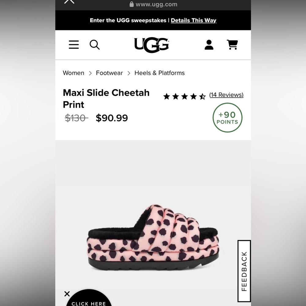 Ugg Pink Cheetah Print Platform Slides Size 8 - image 7